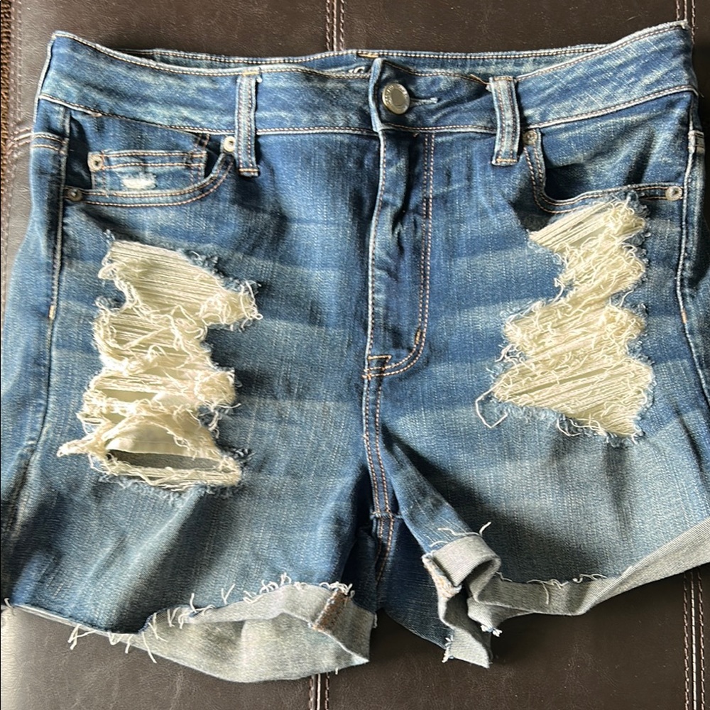 American Eagle Blue Distressed Jean Shorts